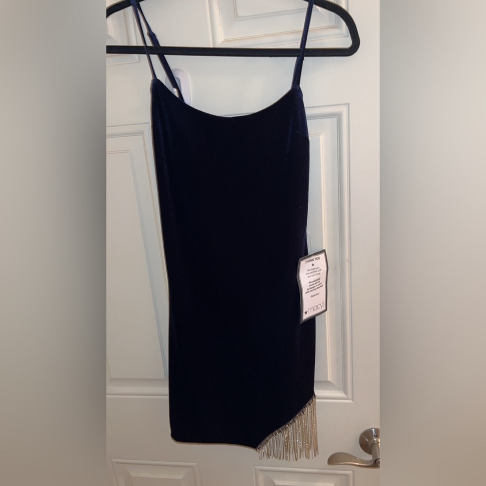 Brand new with tags navy blue velvet homecoming dress